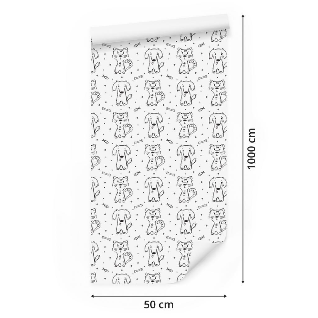 Black and white animals wallpaper for living room and bedroom 50x1000
