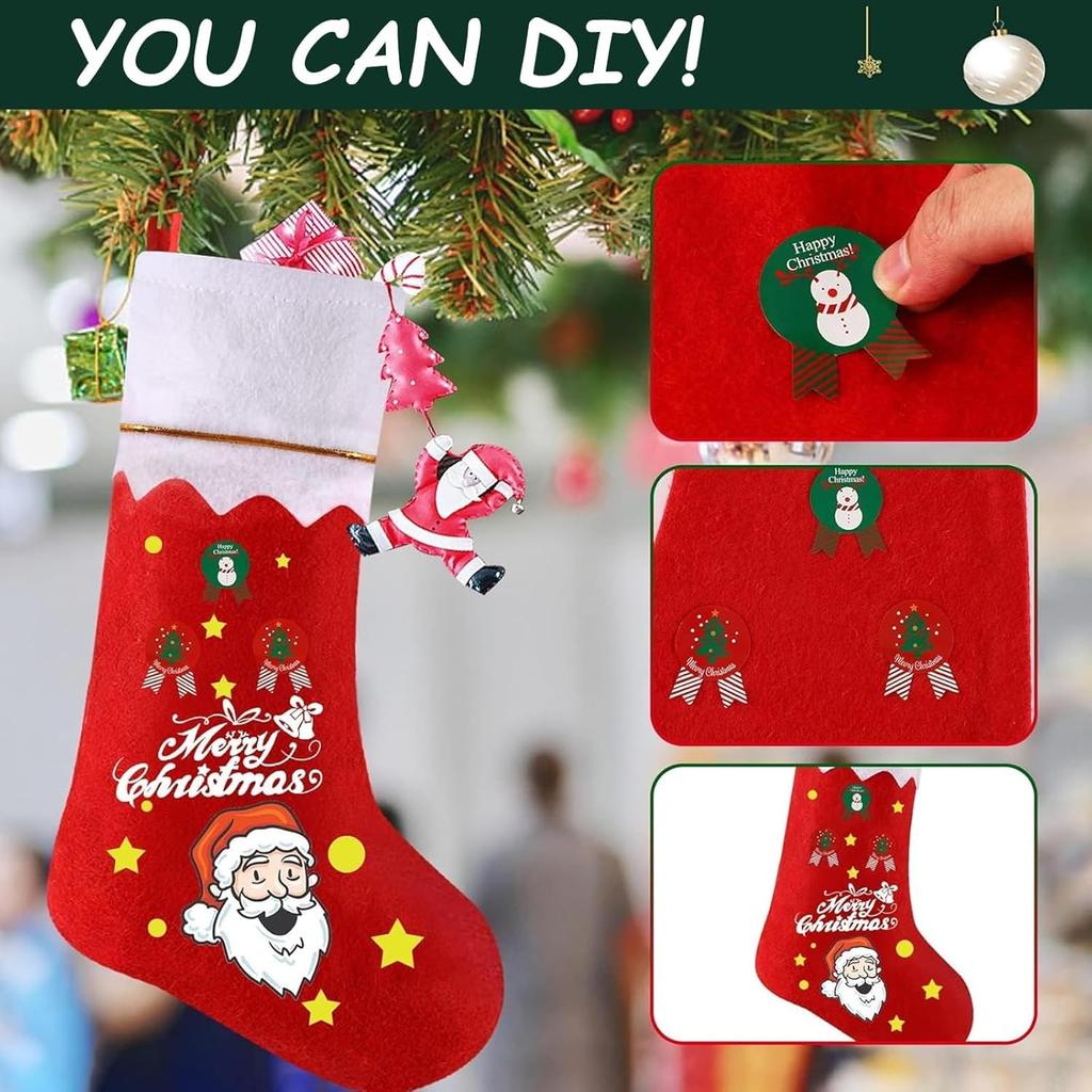 Christmas Stocking Decorations for Tree Hanging Fillable Holiday Candy Sock Gift Bags Large Red Xmas Stockings Festive Supplies