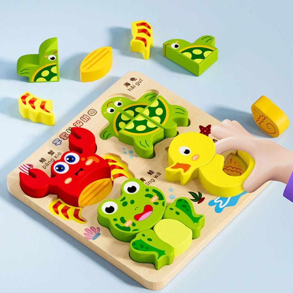 Соответствующие игрушки Деревянные игрушки 3D-пазлы Монтессори Паттерн Когнитивный Пазл-доска 4 в 1 Интерактивные DIY Животные Транспорт Пазлы