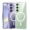 Прочный Магнитный Чехол Magsafe Для Samsung Galaxy S25 Ultra S24 S23 S22 S21 FE Plus Гибридный Беспроводная Зарядка Жесткая Крышка Прозрачный Мягкий