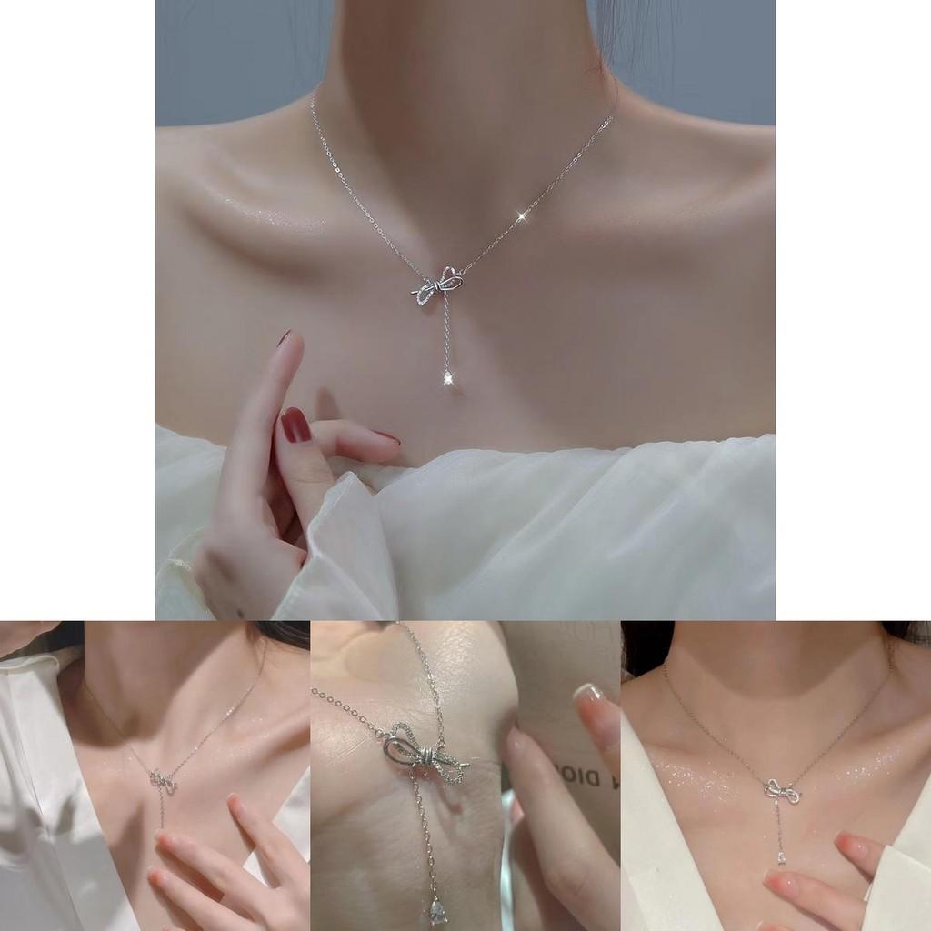 High-grade Alloy Sweater Chain With Trendy Bow And Tassel Design Perfect Birthday Gift For Her