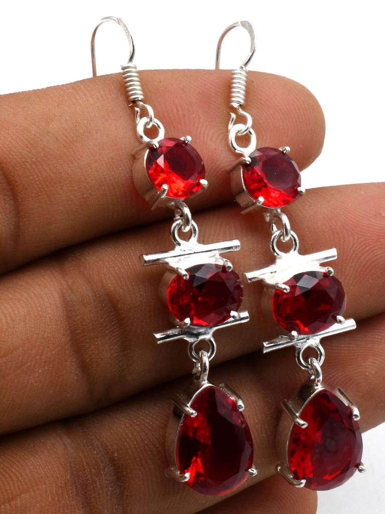 Garnet Gemstone Ethnic Handmade Drop Dengle Earring Jewelry ER 269