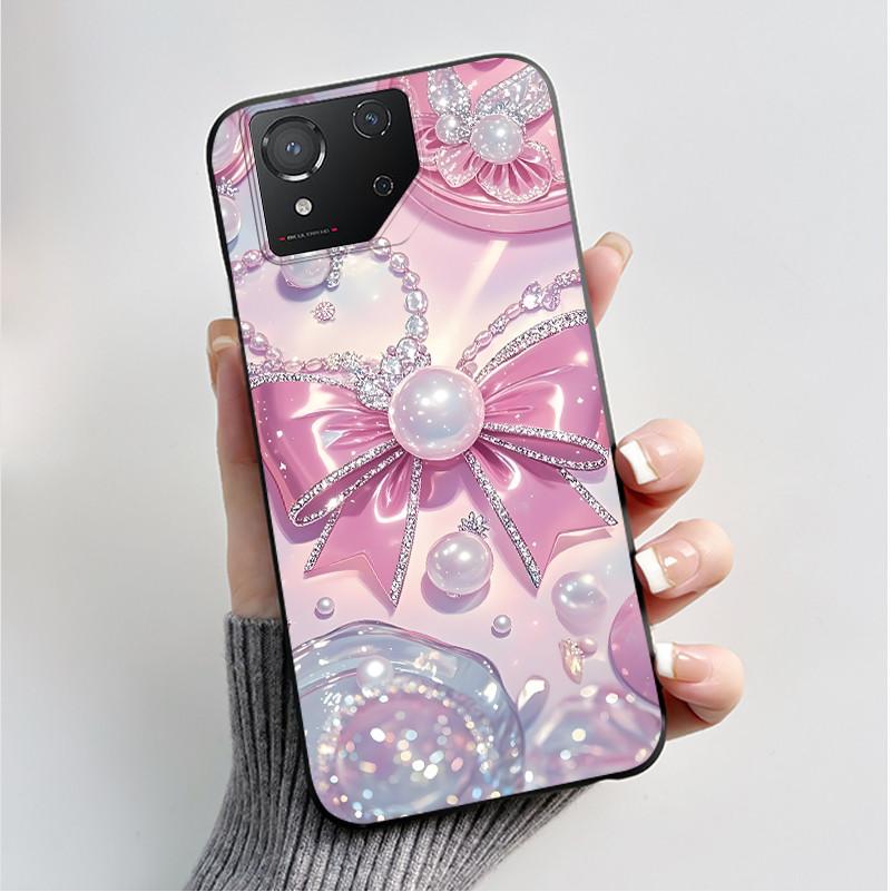 Чехол для ASUS ROG Phone 8 Чехол для ROG Phone 8 Pro Capa Мягкий Силикон Черный Корпус Чехлы для Телефона с Милым Цветочным Мультяшным Принтом