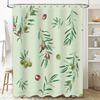 Green Leaves Bath Shower Curtain Olive Branch Waterproof Fabric Wall Hanging Decorative White Green Red Colors Pattern Design Pe