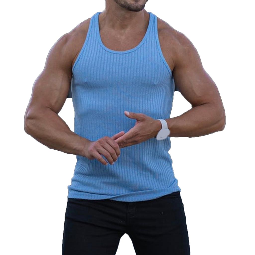 Мужская майка без рукавов с U-образным вырезом, вязаный эластичный жилет, спортивный топ для тренажерного зала, фитнеса, тренировок, бега