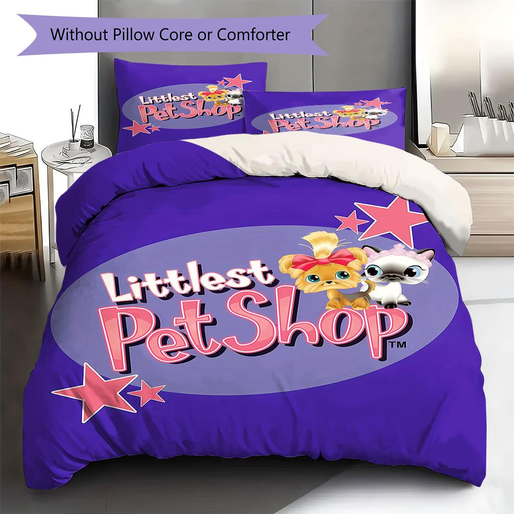Littlest Pet Shop Pattern Bedding,Quilt Set Quilt Cover Pillowcase Home Birthday Gift(1 * duvet cover + 2 * pillowcase, without core)