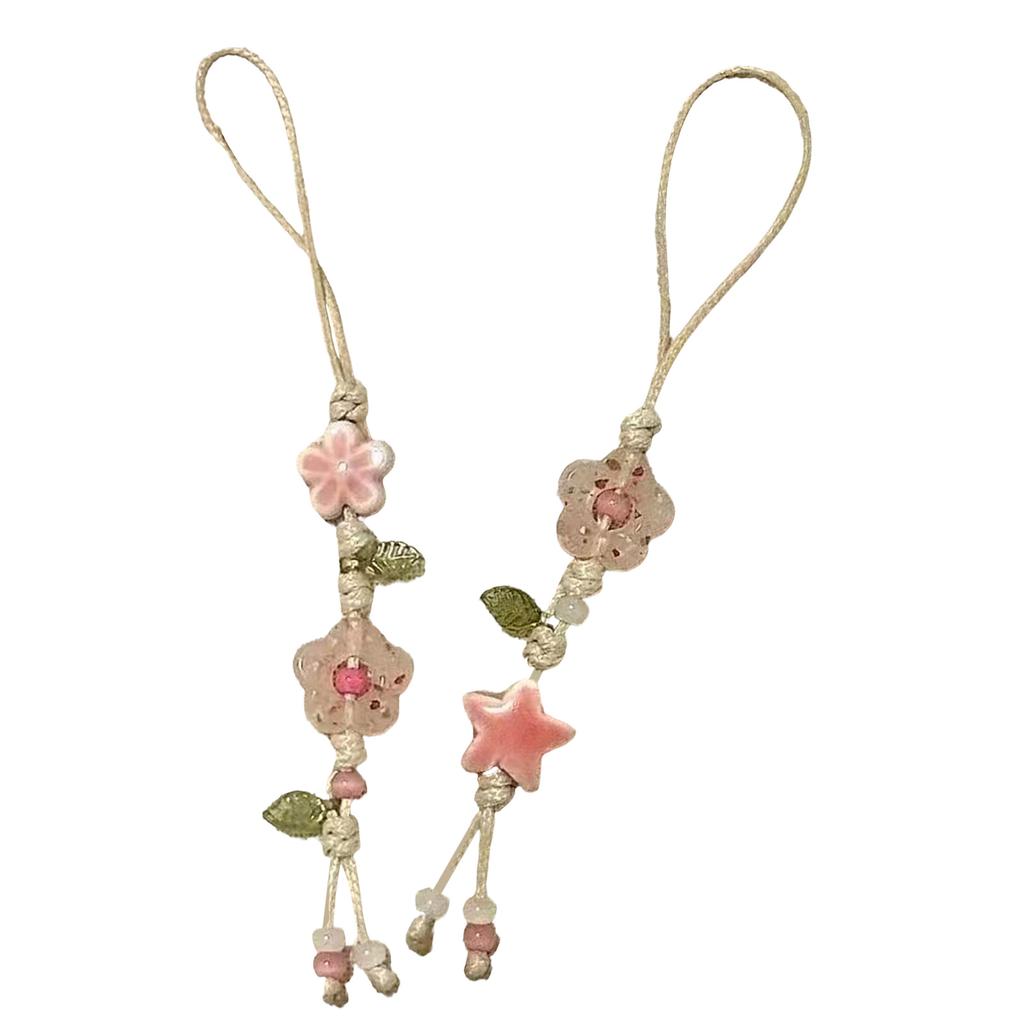Керамическая цепочка-мобиль с цветком-звездой, шнурок для телефона, аксессуары для сумки, мобильный кулон, подарок для молодых трендсеттеров