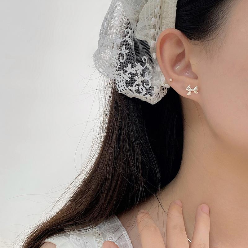 Серьги-бантики Милая маленькая свежая темпераментная девушка Простые модные индивидуальные серьги