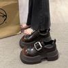 Spring 2025 new British style casual thick heel loafers women's shoes platform sole one pedal small leather shoes single shoes women