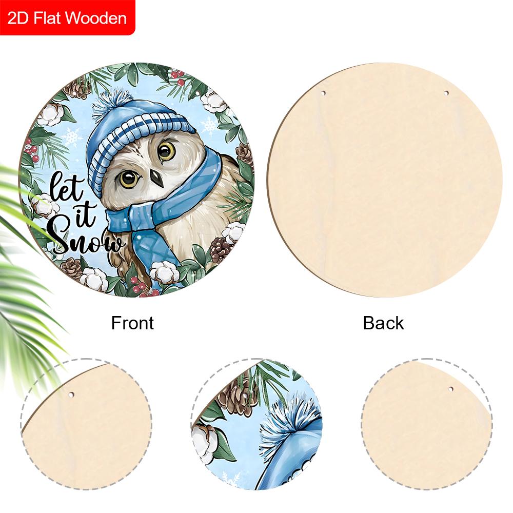 Russian Wooden Christmas Sign with Owl Pattern, Navidad Round Sign for Front Door, Wall Hanging Decor, Ideal Christmas Gift for Friend & Family