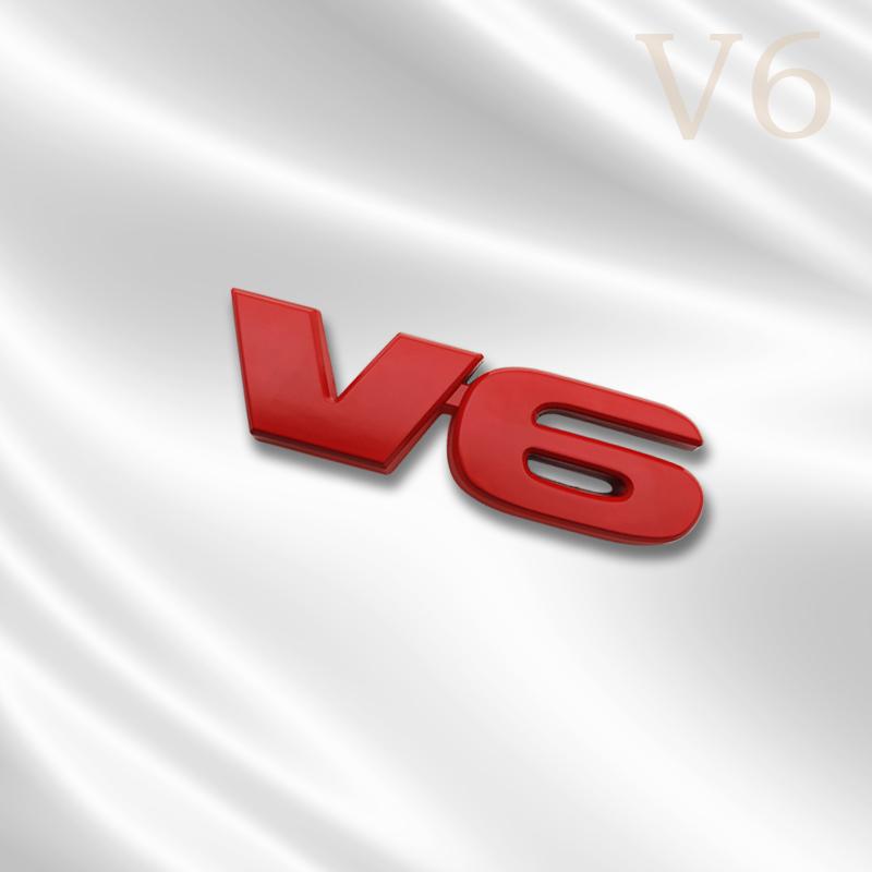 ydjcv7 3D Car V6 Design Grille Badge Front Emblem Rear Trunk Body Sticker For Toyota 2019 4runner rav4 Tundra Corolla Ford Accessory