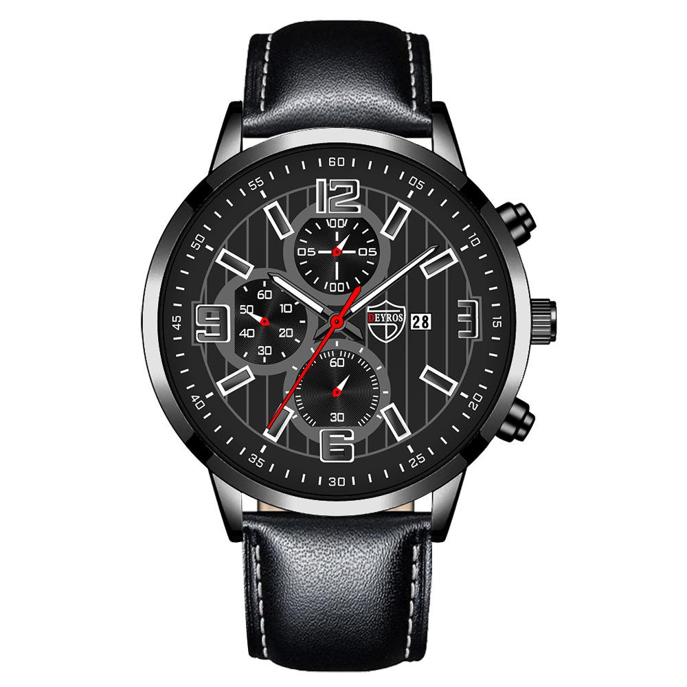Steel Belt Men'S Watch Trendy Fashion Automatic Calendar Luminous Quartz Watch
