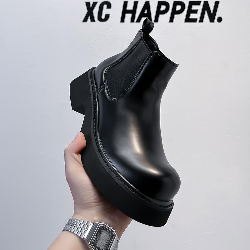 Мода Новые модные мужские высокие кожаные ботинки Модный минималистский дизайн в стиле вечеринки для отдыха мотоциклетные мужские ботинки на толстой подошве