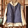 Johnature Women Vintage Button Vests Coats Plus Cotton Solid Color Clothes Spring O-Neck Women Vests Coats