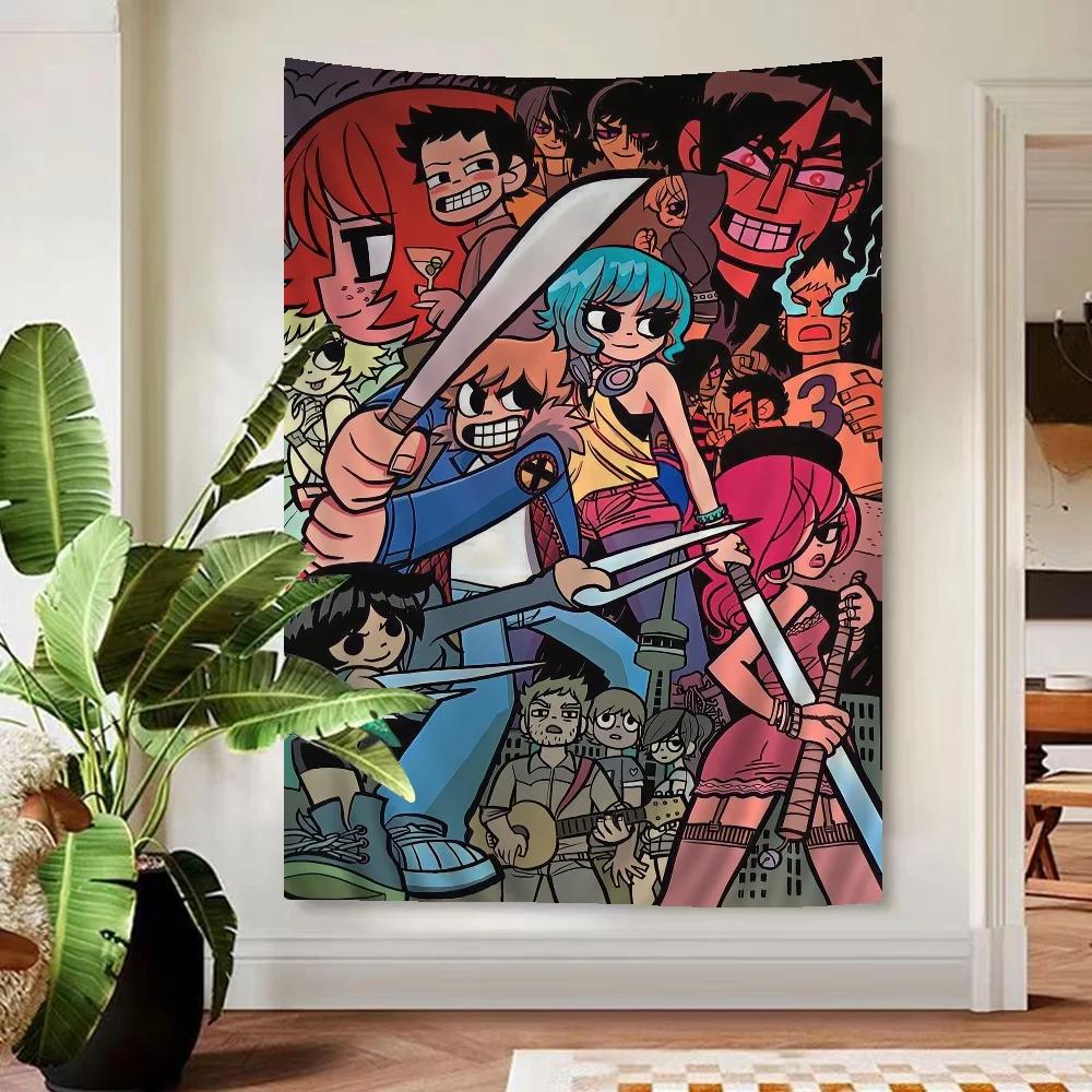 Anime Scott Pilgrim Wall Tapestry Design Perfect for Adding Personal Flair to Living Rooms Dorms Home Spaces Wall Art Decor