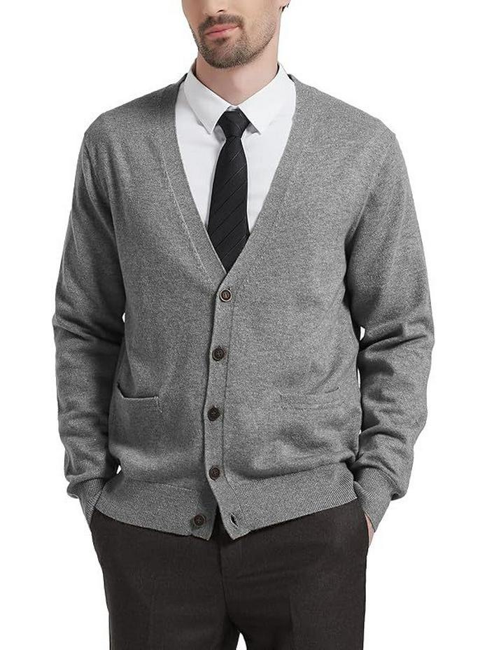 Мужской шерстяной трикотажный кардиган с длинными рукавами и жилетом