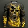 Funny Skull Print Men's T Shirts Fashion Long Sleeve T-shirt Casual O-neck Loose Tops Hip Hop Trend Harajuku Men Clothing