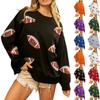 Ladies' Casual And Fashionable Round Neck Top With Ball Print Hooded T-shirt Long Sleeved Sweatshirt