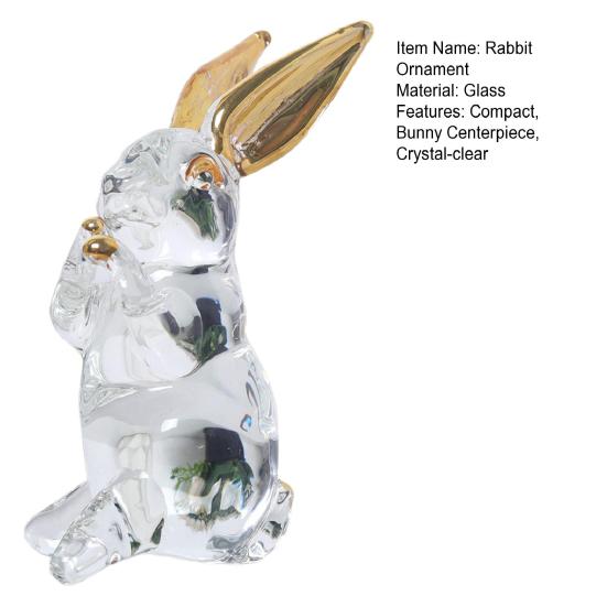 Стеклянная фигурка кролика, прозрачное украшение в виде кролика с окрашенными ушами, коллекционное центральное украшение в виде кролика для стола, весеннее пасхальное украшение