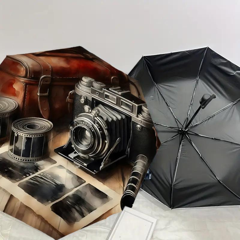 1P Ccamera Umbrella-8-Rib Reinforced, Automatic Open, Lightweight & Durable, Cute Fashion Accessory for Outdoor-Q203