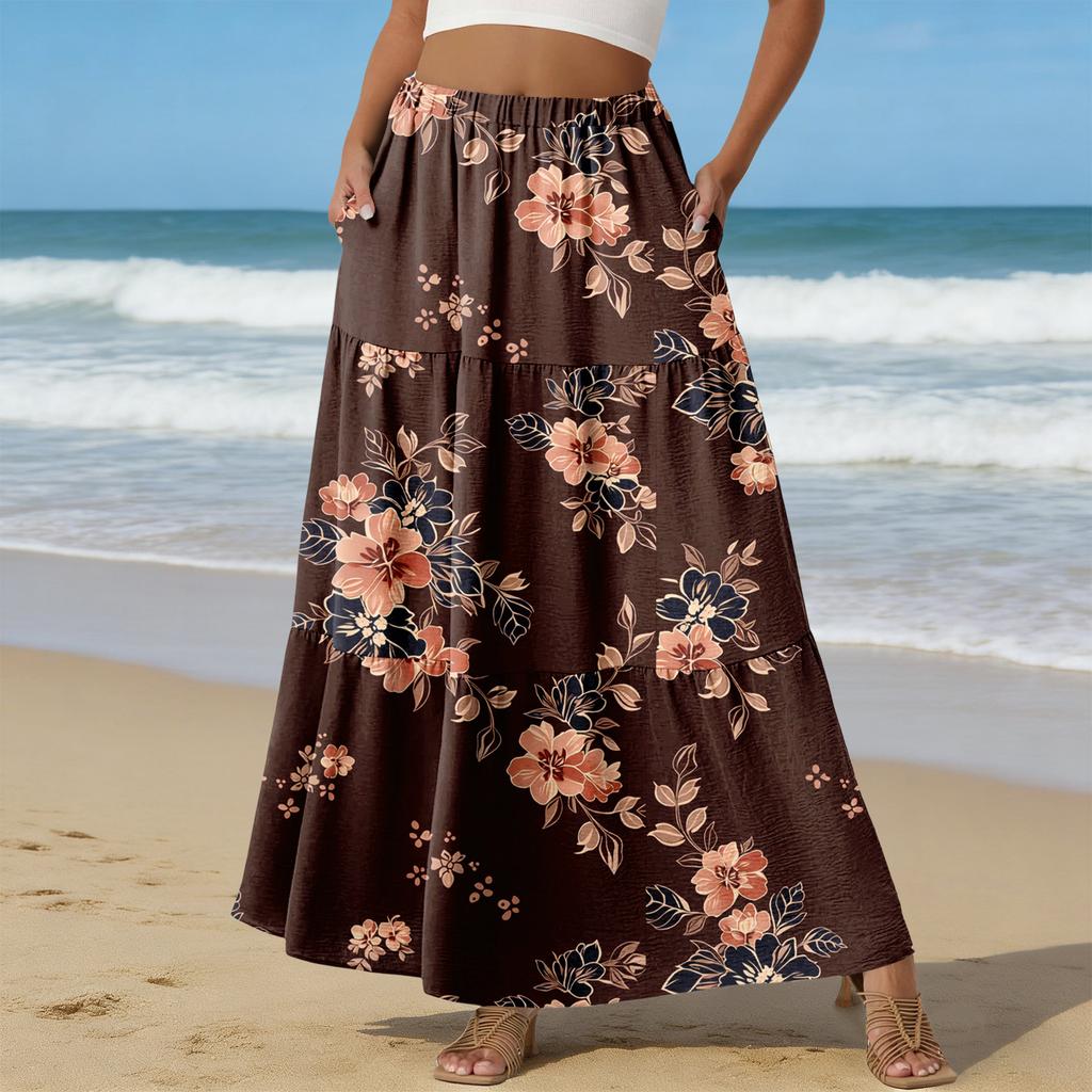 Женская Повседневная Юбка А-силуэта с Высокой Талией и Шнурком Цветная Юбка С Карманами