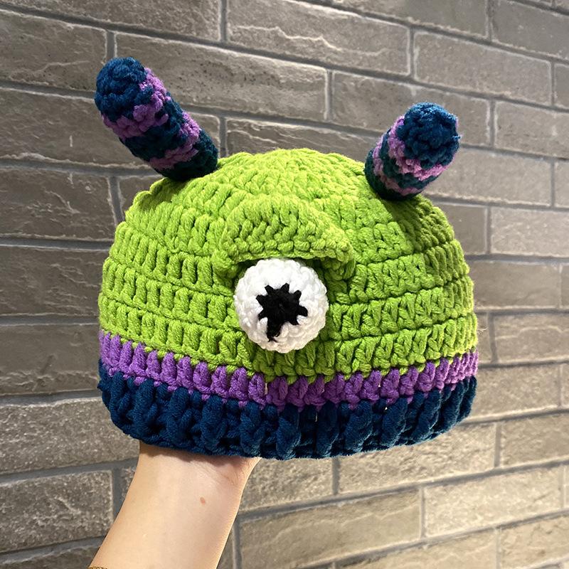 Autumn and winter new ruffian funny big-eyed Shrek knitted wool hat cute warm cartoon cute hat
