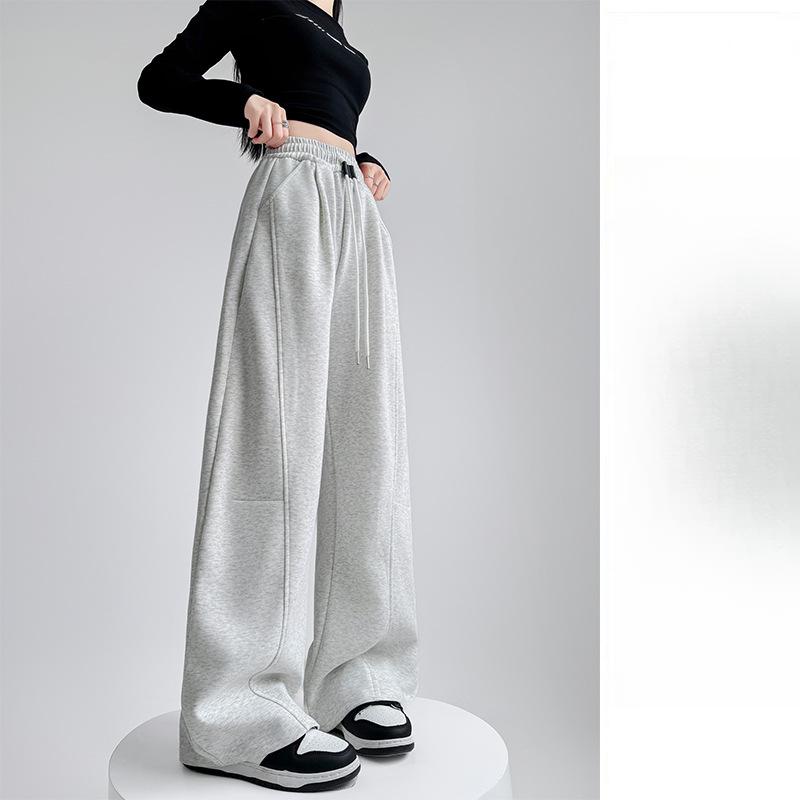Spring and Autumn Updated Comfortable Fit Leisure Sweatpants High Waisted Narrow Wide Leg Pants