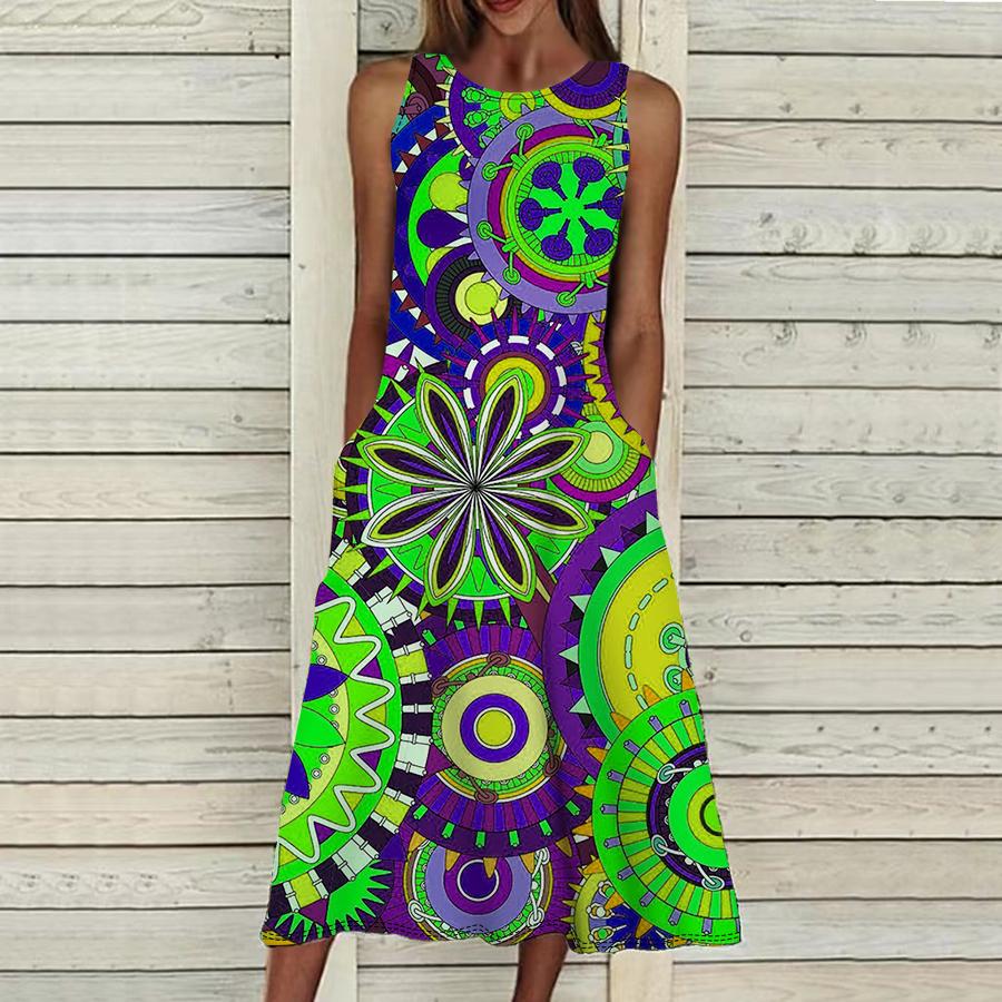 Летнее модное сексуальное платье без рукавов, мягкое повседневное платье с 3D принтом в стиле ретро, ​​платье на бретельках без рукавов, летнее платье на подтяжках