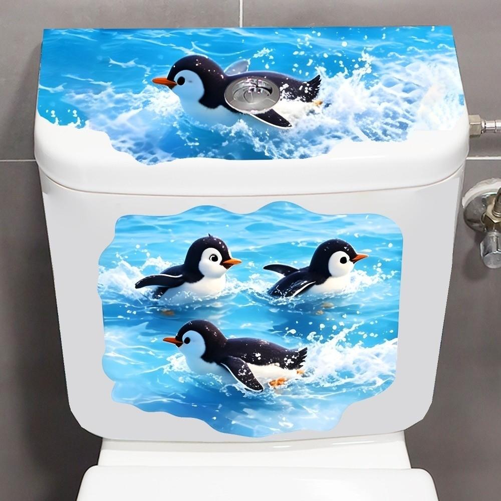 Removable Penguin Sticker Self-Adhesive Bathroom Decal Toilet Sticker  Kitchen Refrigerator Door