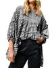 Azura Exchange Черная клетчатая свободная блузка Babydoll с рукавами-фонариками