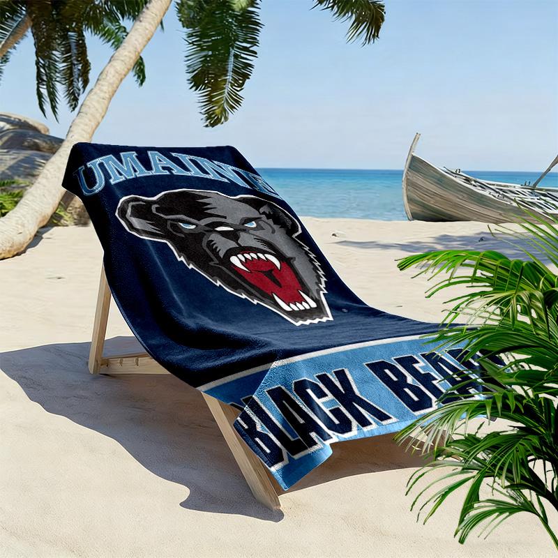 Maine Black Bears Print Beach Towel, Large Soft Quick Dry Towel for Beach Camping Swimming