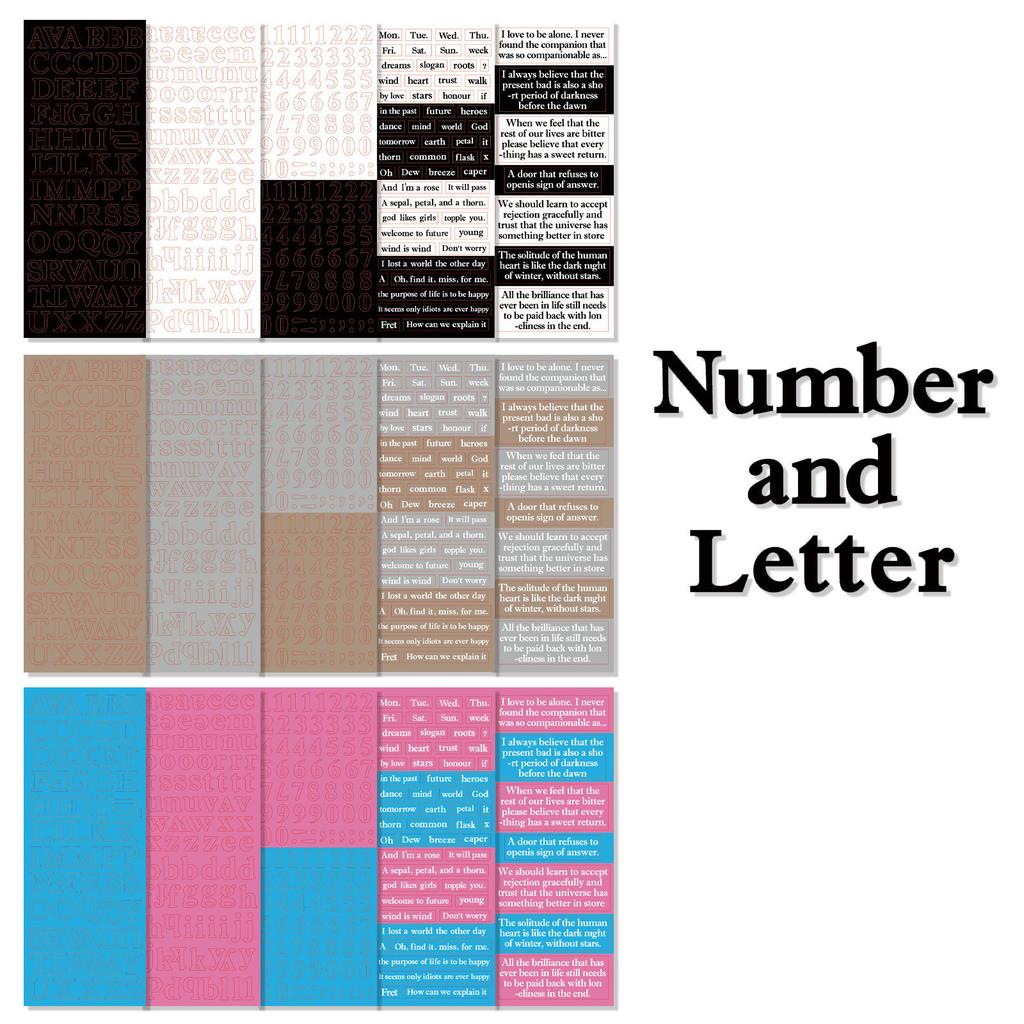 15sheet/set Chic Sweet Number Letter Scrapbook Journal Sticker for Student Creative Fashion DIY Decor Photocard Sticker