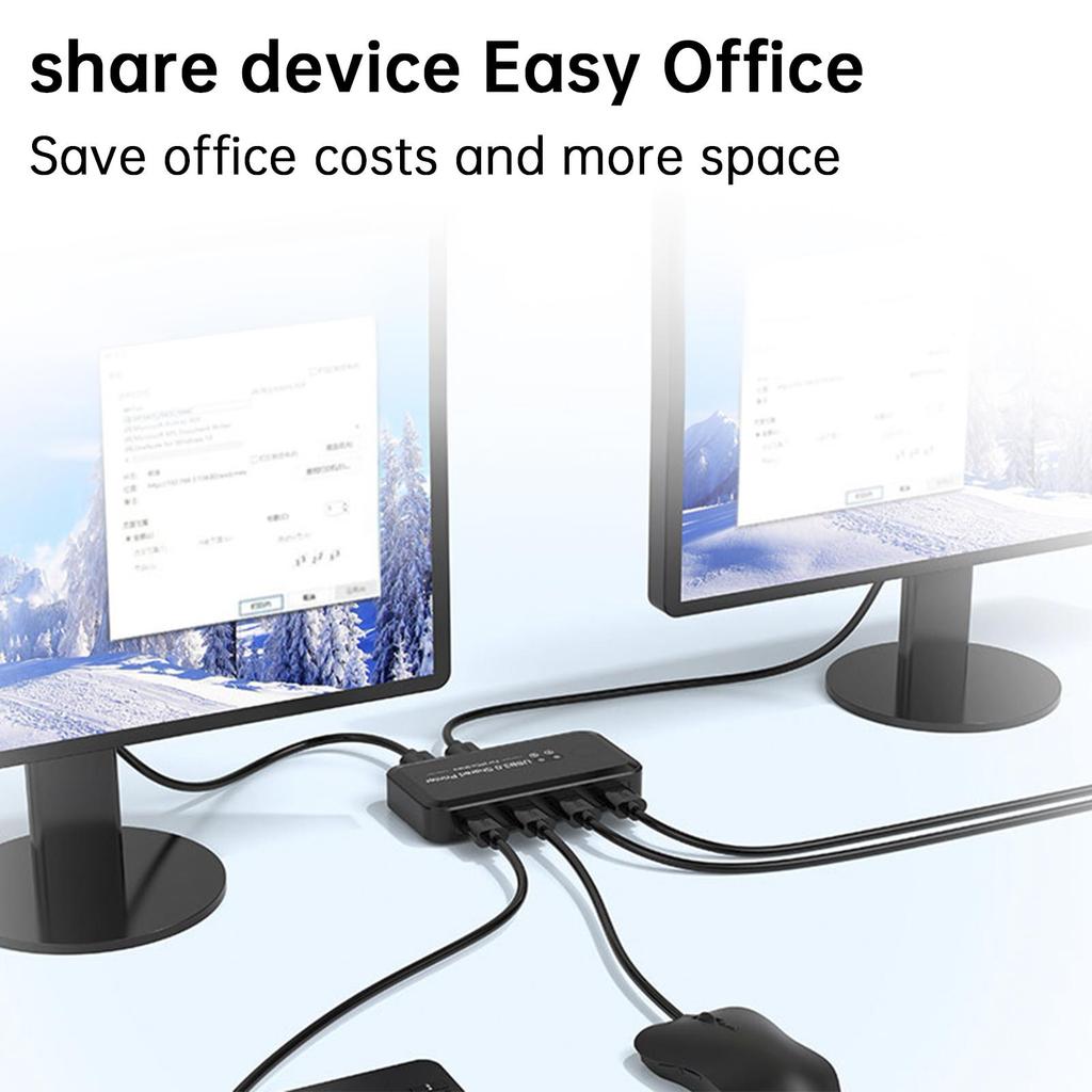 USB3.0 Hub Switcher 2-Input 4-Output Printer Sharing Device Dual Computers Share