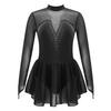 Kids Girls Sparkle Mesh Splice Figure Ice Skating Dress Gymnastic Dance Leotard Tutu Skirt Performance Dancewear