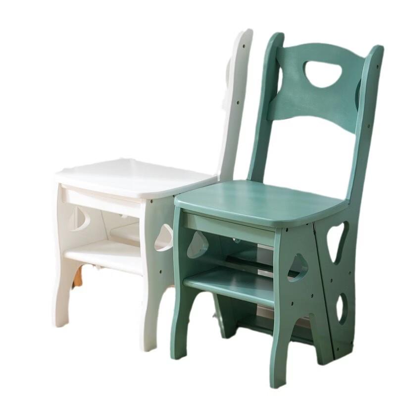 ZISIZ Multi-functional 4-Step Solid Wood Folding Ladder Chair