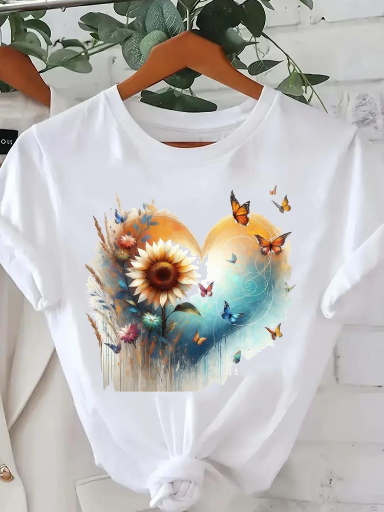 (Asian Size) butterfly cute 90s Tee Clothing Lady Female Top Printed Women Casual T Shirt Fashion Graphic Short Sleeve T-shirts