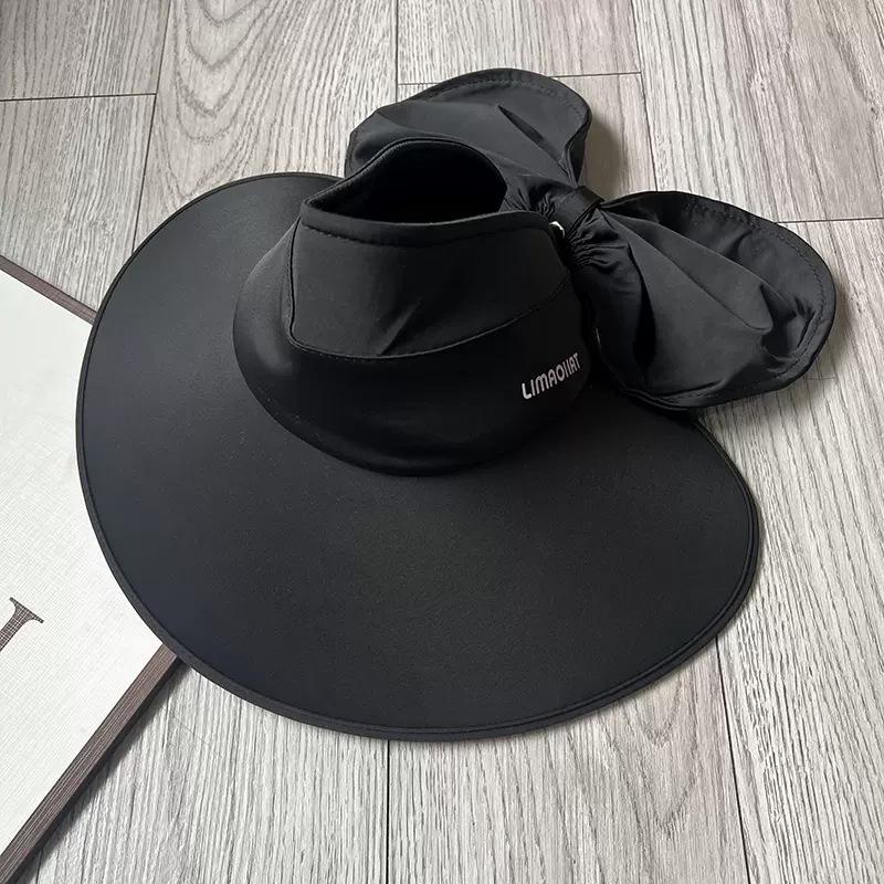 Big Eaves Sun Protection Hat Women's Summer Outdoor Neck Protection Sunshade Empty Top Hat UV Protection Wrap-around Folding Sun Hat
