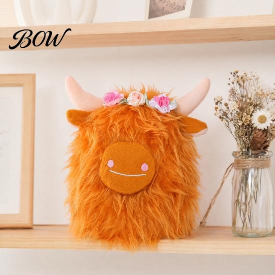 Highland Cow Plush Stuffed Animal Toy, Cute Fluffy Scottish Soft Doll Doll, Farm Cattle for Kids, Adults Gift Idea