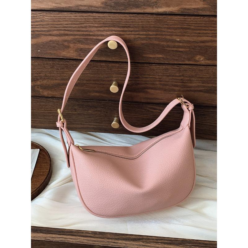 Spring new trendy fashion portable shoulder bag solid color fashionable large capacity messenger saddle bag
