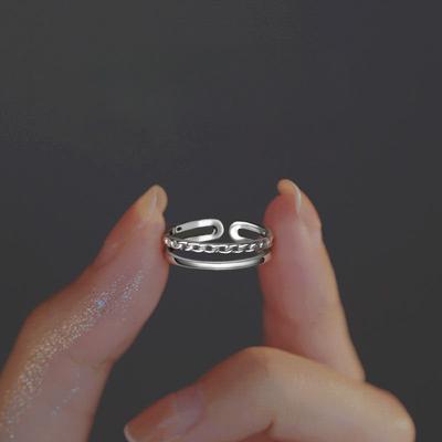 Двухслойное простое кольцо, женское кольцо на указательный палец, дизайн ниши, отверстие кольца можно регулировать
