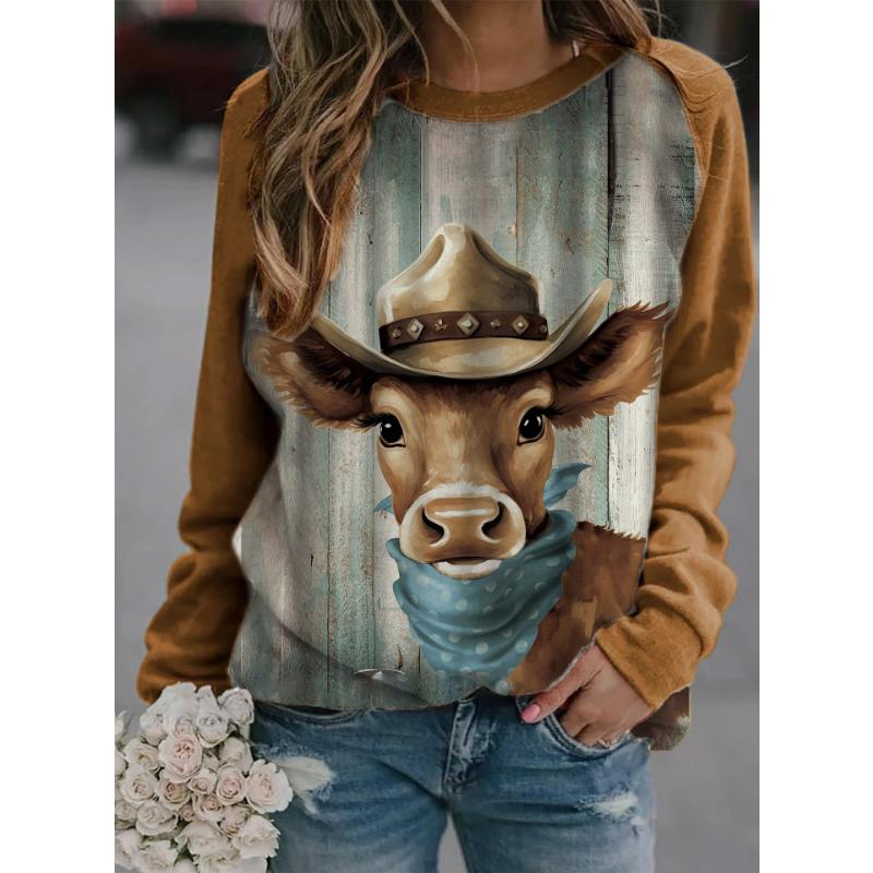 Повседневные свободные женские топы с круглым вырезом, новый 3D растительный цветочный принт, осенне-зимняя мода, реглан, длинный рукав, большой размер, пуловер