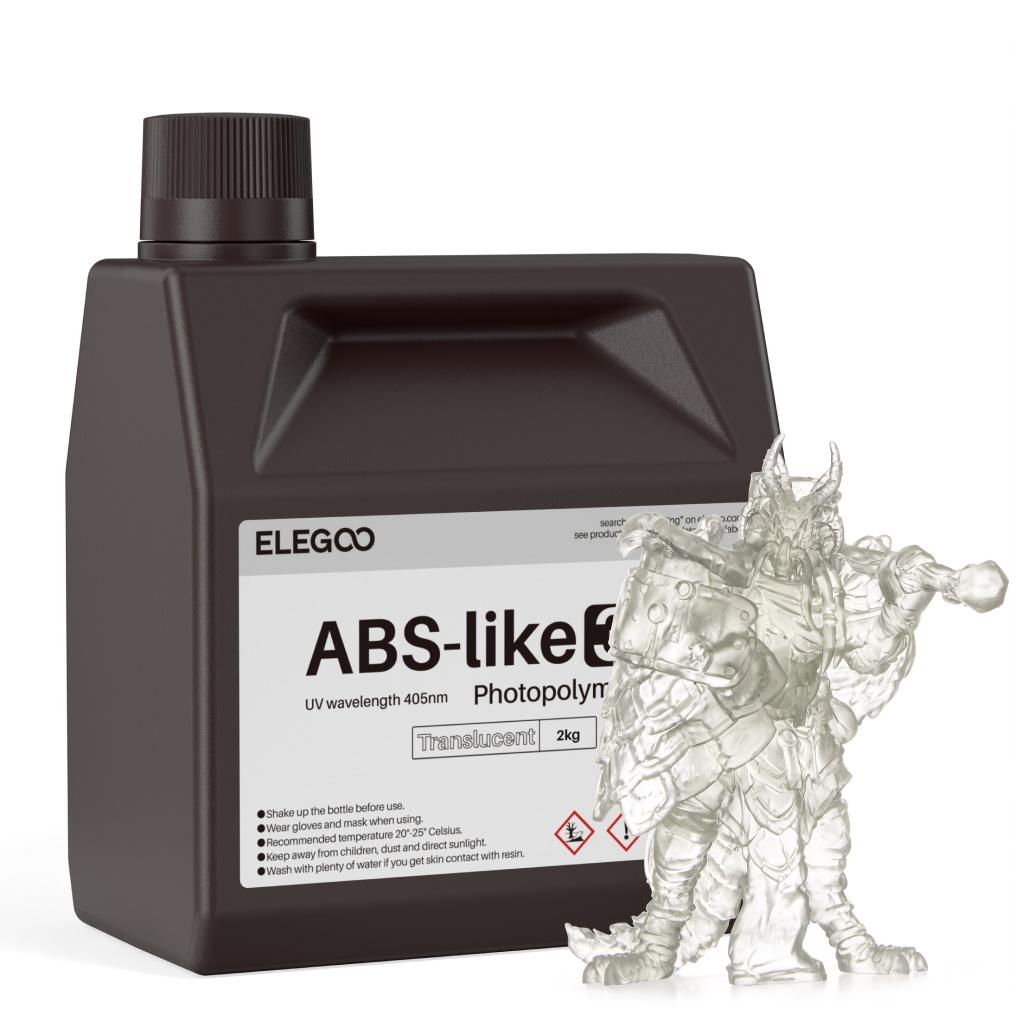 ELEGOO ABS-like Resin 2kg 3D Printer Resin  405nm UV Curing  for LCD 3D Printing,High Precision,Low Odor,Grey 2000g