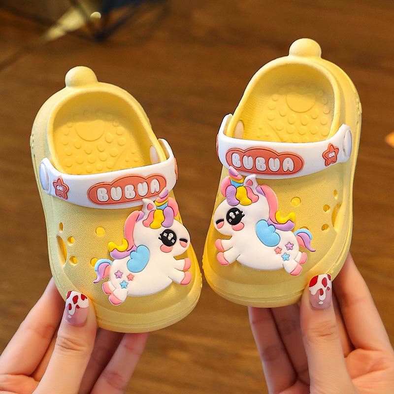 Детские кроксы своими руками с мультяшным дизайном для девочек, летние тапочки для малышей, мисок с защитой от столкновений, возраст 1-3 года