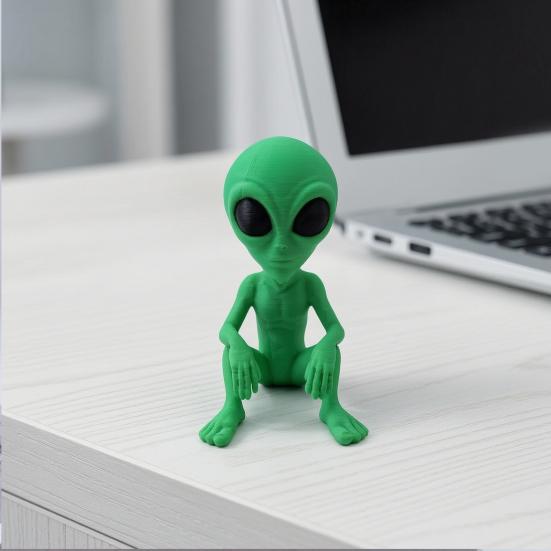 3D-печатная статуэтка инопланетянина, Научно-фантастическая скульптура инопланетянина на НЛО, Забавная сидящая фигурка инопланетянина, Креативное украшение для дома, офиса, рабочего стола, полки, рабочей станции, кофе