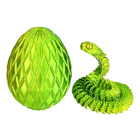 Яйцо змеи с напечатанной на 3D-принтере змеей внутри Подвижные суставы Фигурка змеи Шарнирная змея Настольная игрушка-непоседа Украшение Орнамент