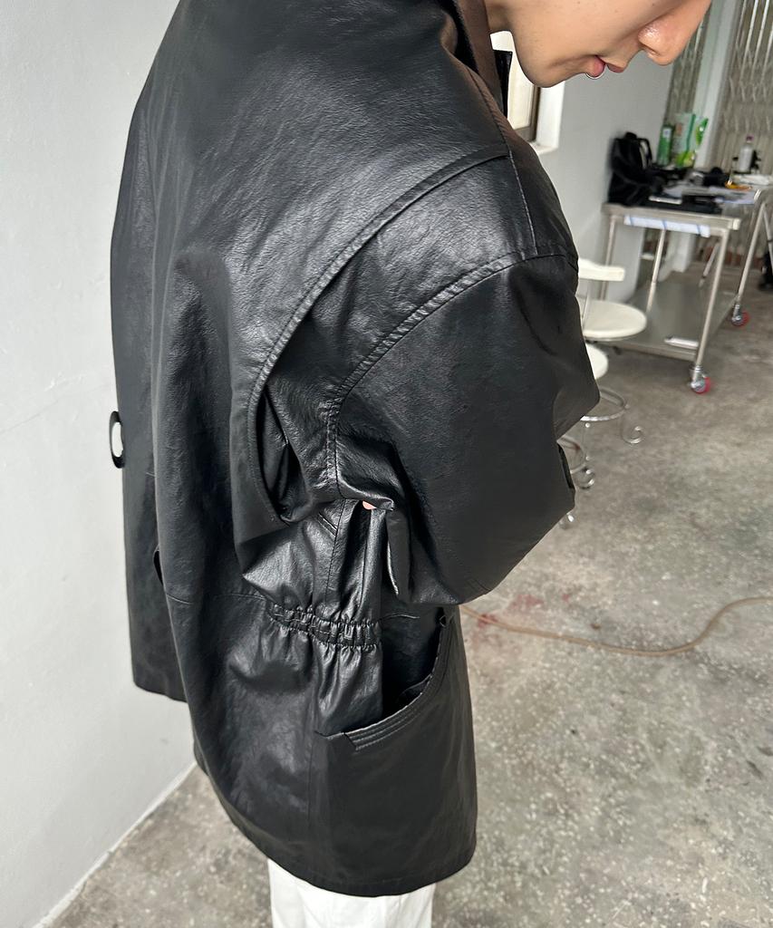 NUAKLE (M) Bellin Leather Car Coat_Black