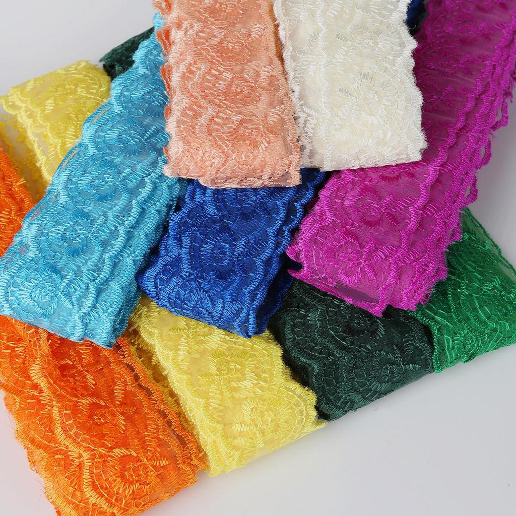 10yards/lot Multi-Color Lace Trim Fabric 40MM Embroidered Net Lace Trim For Sewing Decoration DIY Embroidered Lace Ribbon