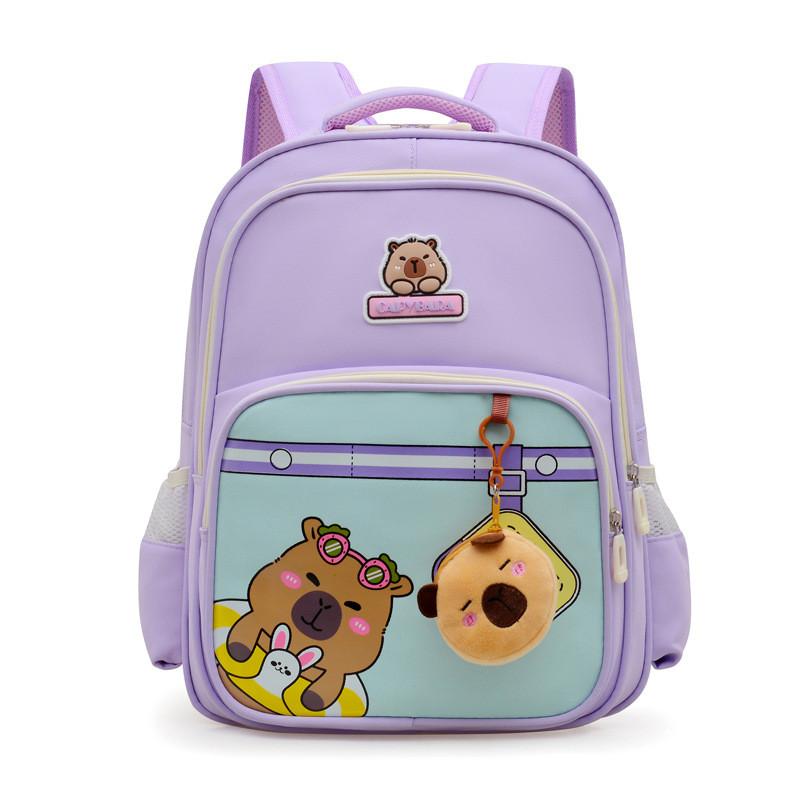 Kids Cartoon Capybara Backpack With Large Capacity And Padding For Elementary School Students