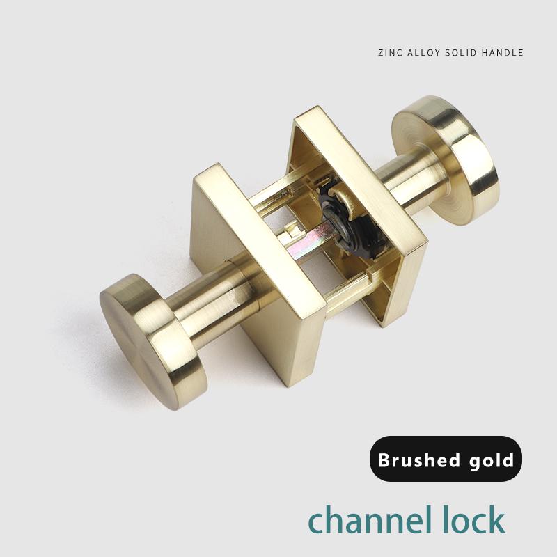 Indoor Home Bathroom Lock Hidden Button Double-sided Latch Door Lock Bedroom Solid Zinc Alloy Gold Double-sided Door Handle
