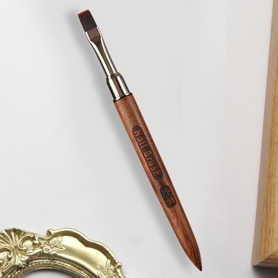 Кисть для ногтей Гибкая мягкая нейлоновая щетина Резной дизайн Деревянная ручка Маникюрный инструмент Многофункциональная квадратная круглая головка Кисть для фототерапии гелем для рисования